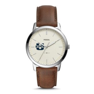 The Minimalist Three-Hand U-State Brown Leather Fossil Watch